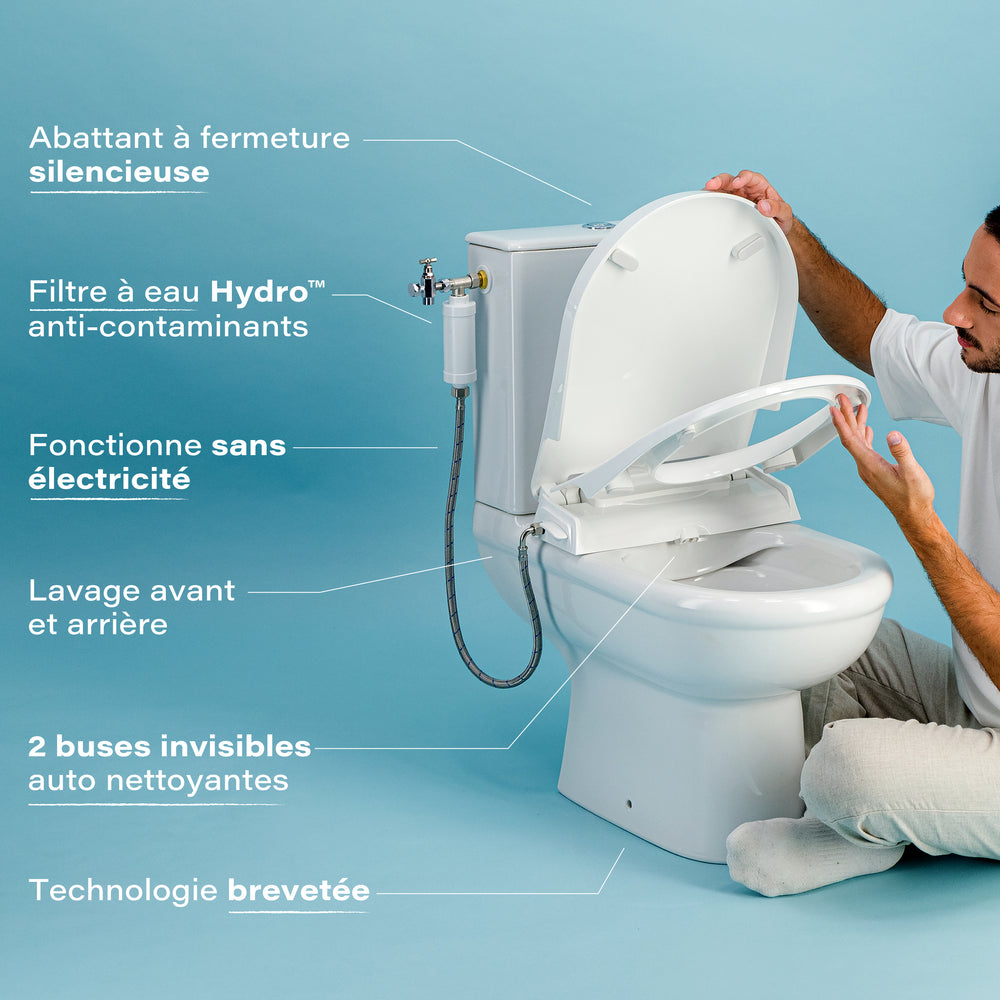 Le wc bidet intégré assure la toilette intime sur la cuvette du wc