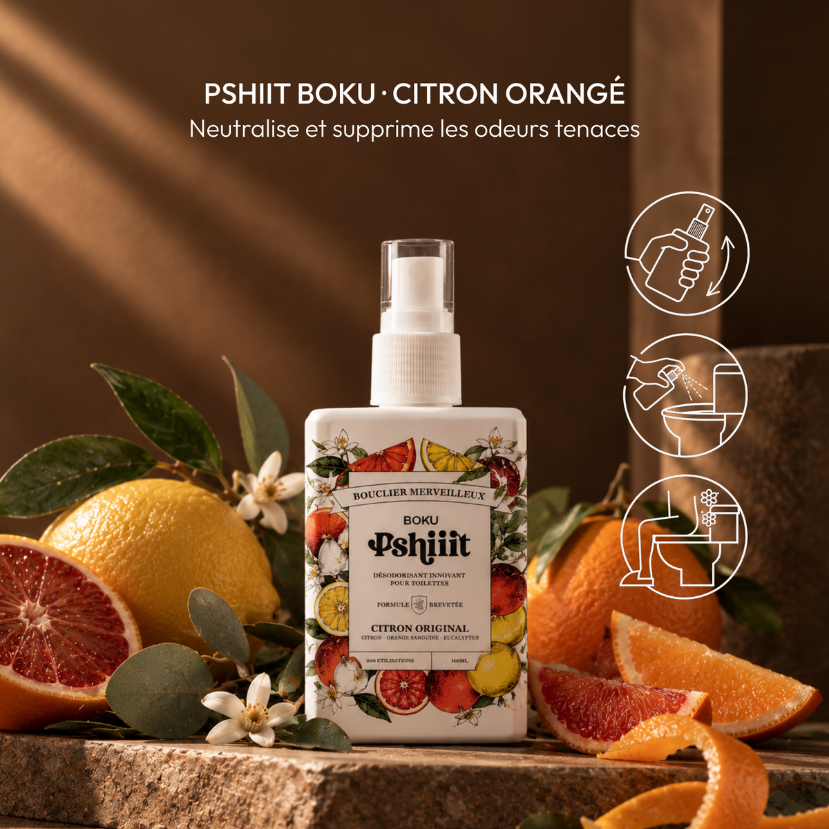 Pshiiit - Suppresseur d'odeurs de caca - Citron Orangé