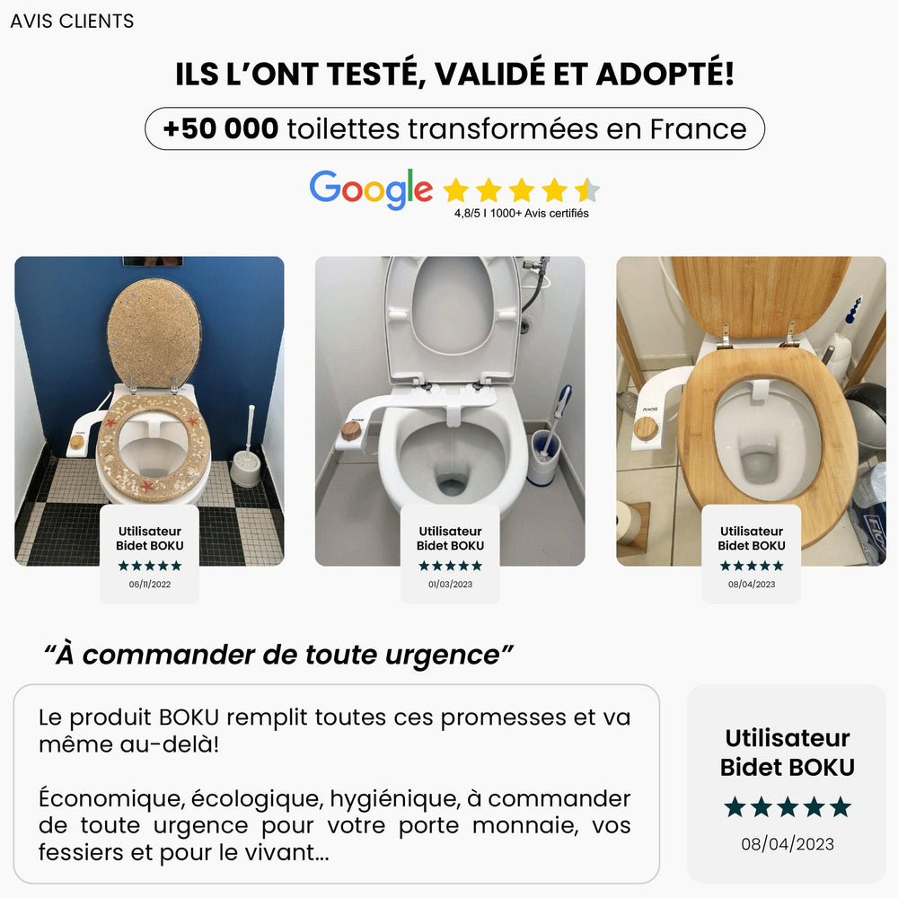 Bidet Boku + 5 Feuilles pour séchage Offertes